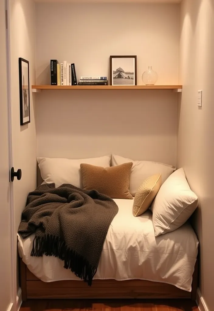 20 Minimalist Bedroom Ideas for a Cozy Atmosphere (You Won't Want to Leave!) - 14. Cozy Bed Nooks