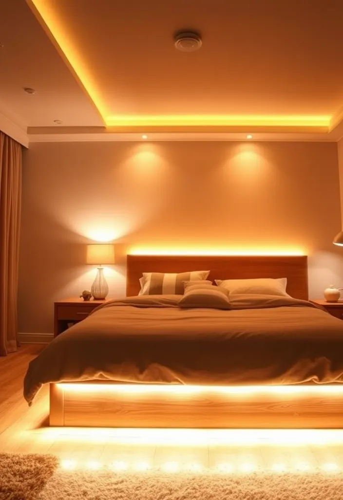 20 Minimalist Bedroom Ideas for a Cozy Atmosphere (You Won't Want to Leave!) - 6. Smart Lighting Solutions