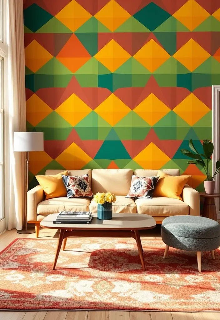 21 Best Retro Vibe 70s Home Decor Ideas: Revive Your Space - 1. Bold Geometric Patterns