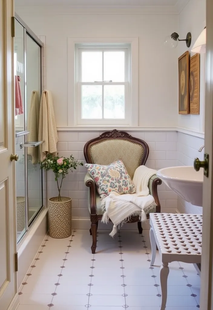 21 Boho Bathroom Ideas for a Stylish Refresh That'll Transform Your Space! - 13. Cozy Seating Area