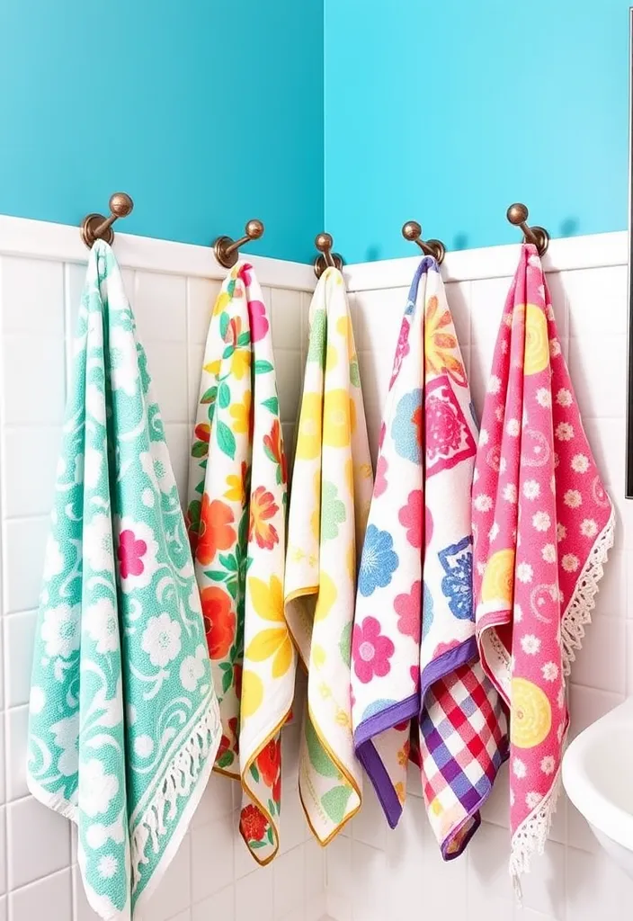 21 Boho Bathroom Ideas for a Stylish Refresh That'll Transform Your Space! - 15. Colorful Bath Towels