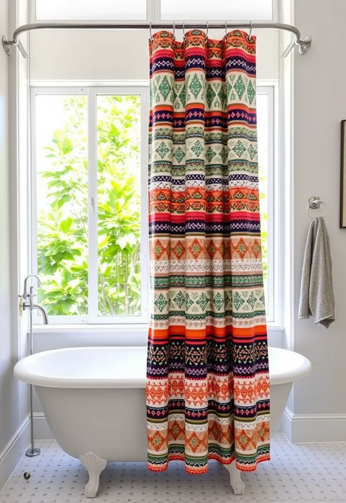 21 Boho Bathroom Ideas for a Stylish Refresh That'll Transform Your Space! - 4. Textured Shower Curtain