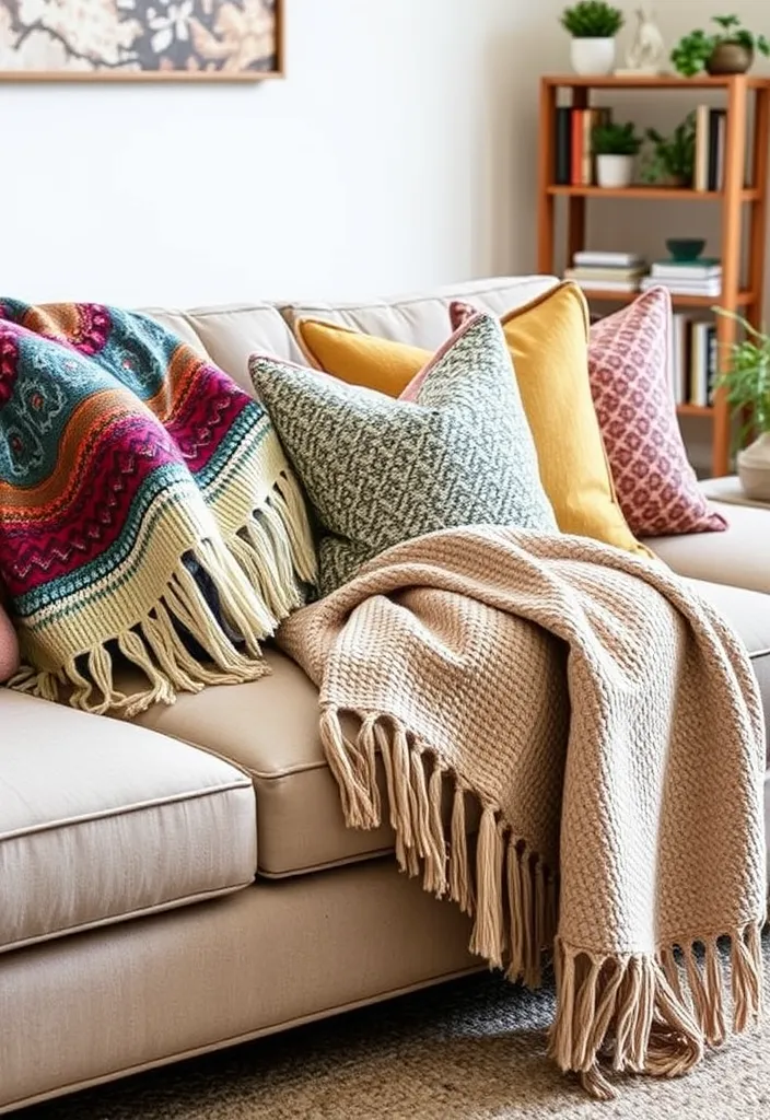 21 Boho Chic Ideas to Revamp Your Living Room (You Won't Believe #8!) - 1. Layered Textiles