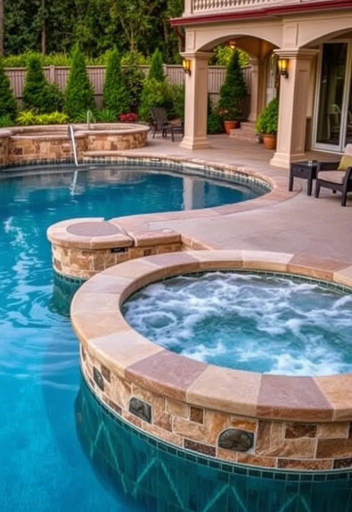 21 Captivating Backyard Pool Ideas for Your Ultimate Outdoor Oasis - 10. Built-In Hot Tubs