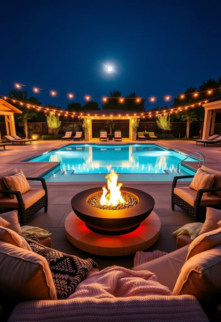 21 Captivating Backyard Pool Ideas for Your Ultimate Outdoor Oasis - 3. Poolside Fire Pits