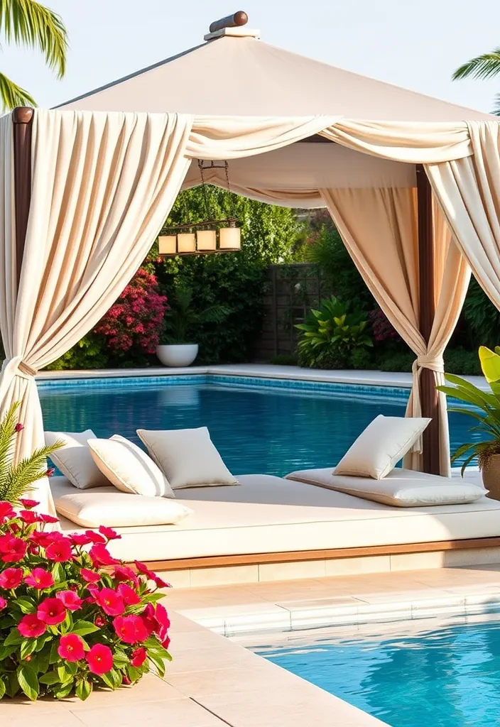 21 Captivating Backyard Pool Ideas for Your Ultimate Outdoor Oasis - 9. Poolside Cabanas