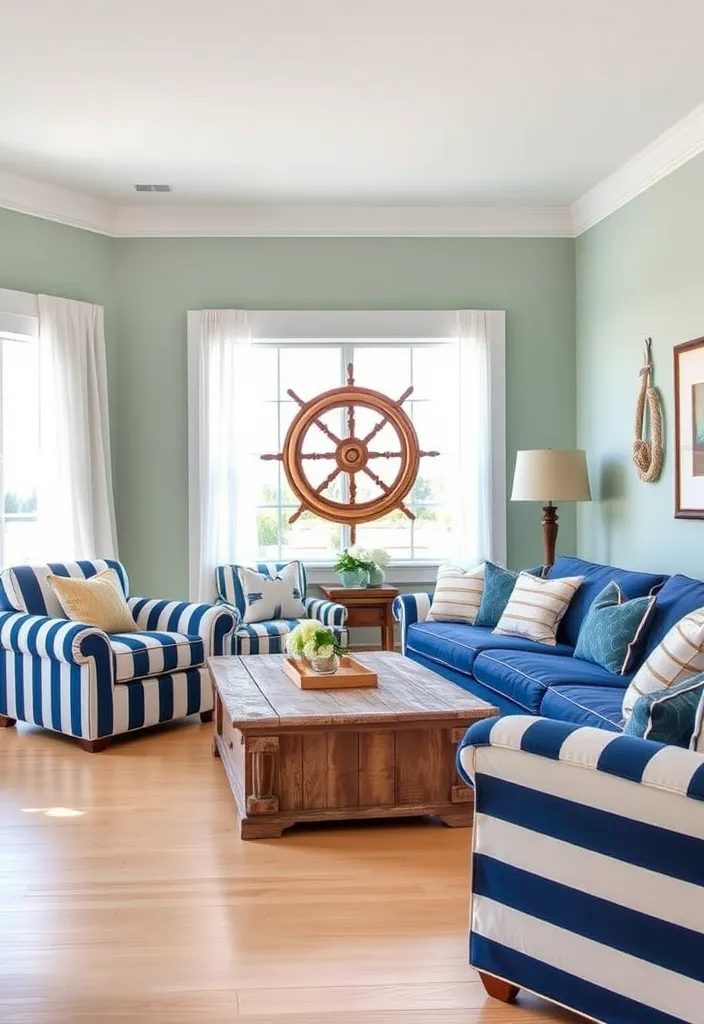 21 Coastal Living Room Inspirations to Bring the Beach to Your Home (Wait Until You See #12!) - 1. Nautical Chic