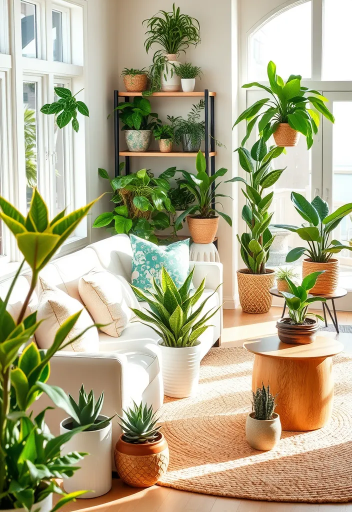 21 Coastal Living Room Inspirations to Bring the Beach to Your Home (Wait Until You See #12!) - 10. Indoor Plants