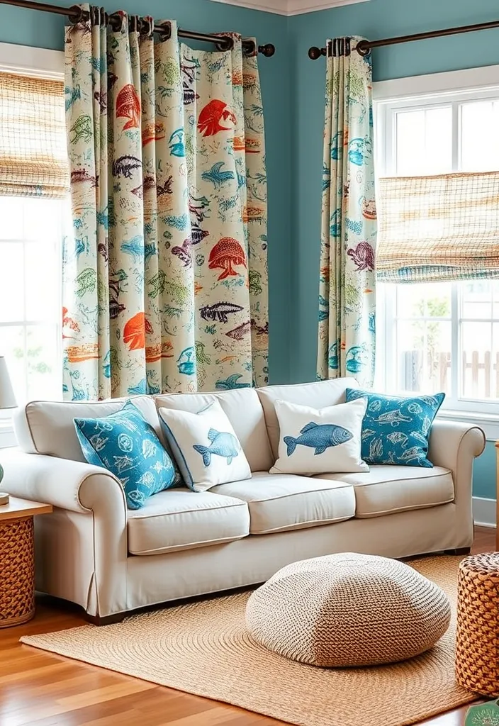 21 Coastal Living Room Inspirations to Bring the Beach to Your Home (Wait Until You See #12!) - 13. Ocean-Inspired Textiles