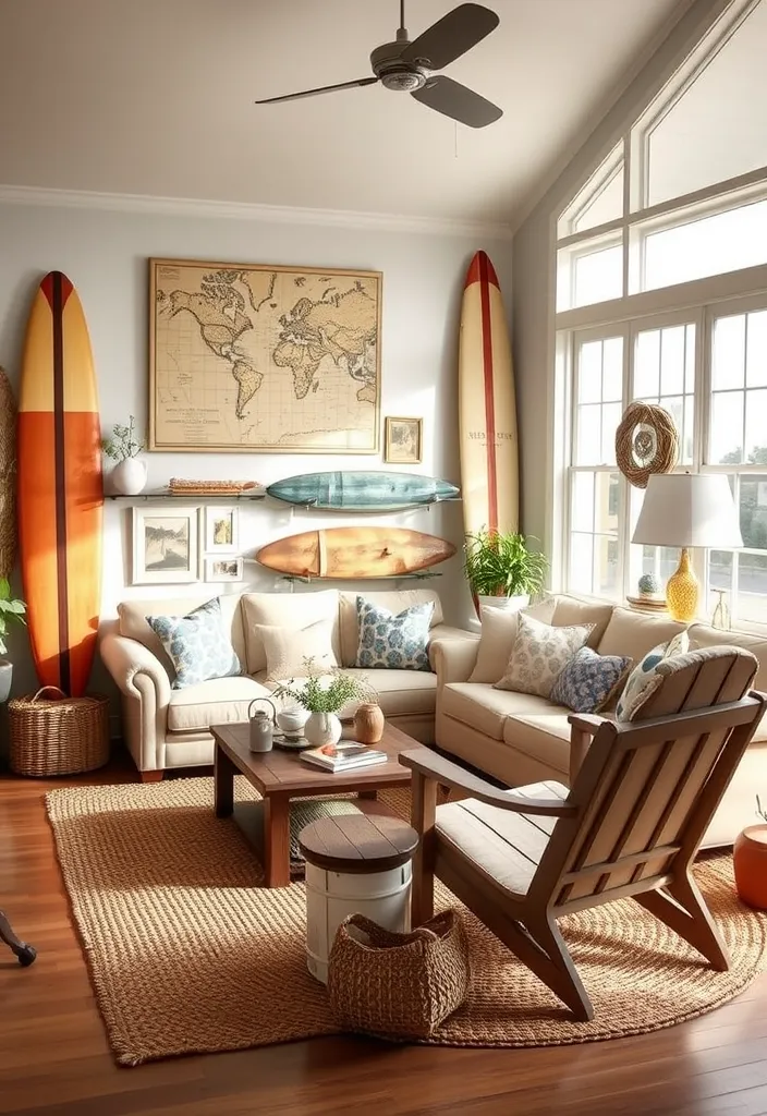 21 Coastal Living Room Inspirations to Bring the Beach to Your Home (Wait Until You See #12!) - 15. Vintage Coastal Finds