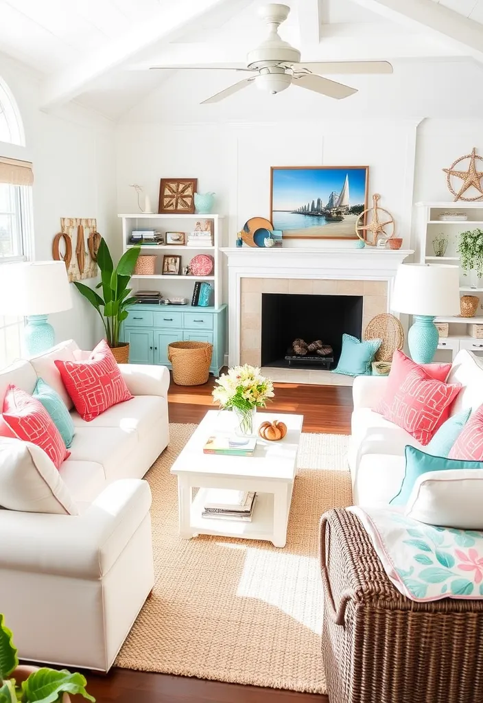 21 Coastal Living Room Inspirations to Bring the Beach to Your Home (Wait Until You See #12!) - 20. Seasonal Decor Swaps