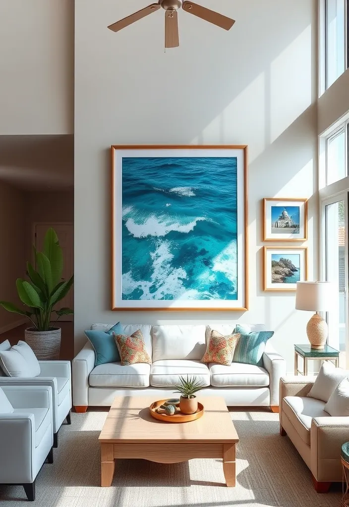 21 Coastal Living Room Inspirations to Bring the Beach to Your Home (Wait Until You See #12!) - 5. Coastal Artwork