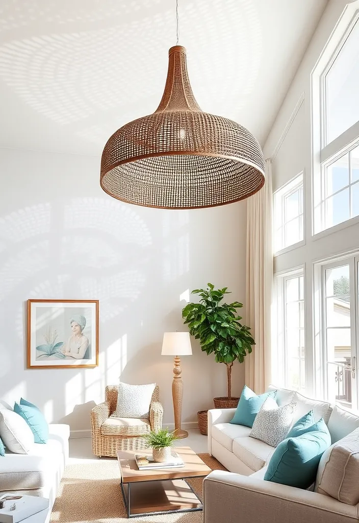 21 Coastal Living Room Inspirations to Bring the Beach to Your Home (Wait Until You See #12!) - 8. Statement Lighting