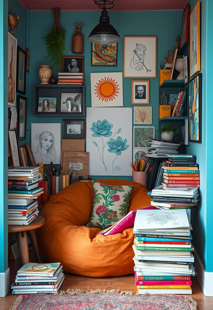 21 Cozy Reading Nook Ideas That Will Transform Your Home into a Relaxation Haven! - 11. Artsy Haven