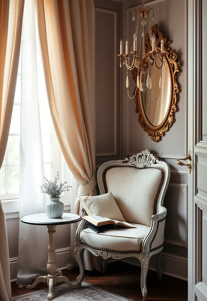 21 Cozy Reading Nook Ideas That Will Transform Your Home into a Relaxation Haven! - 20. Elegant French Style