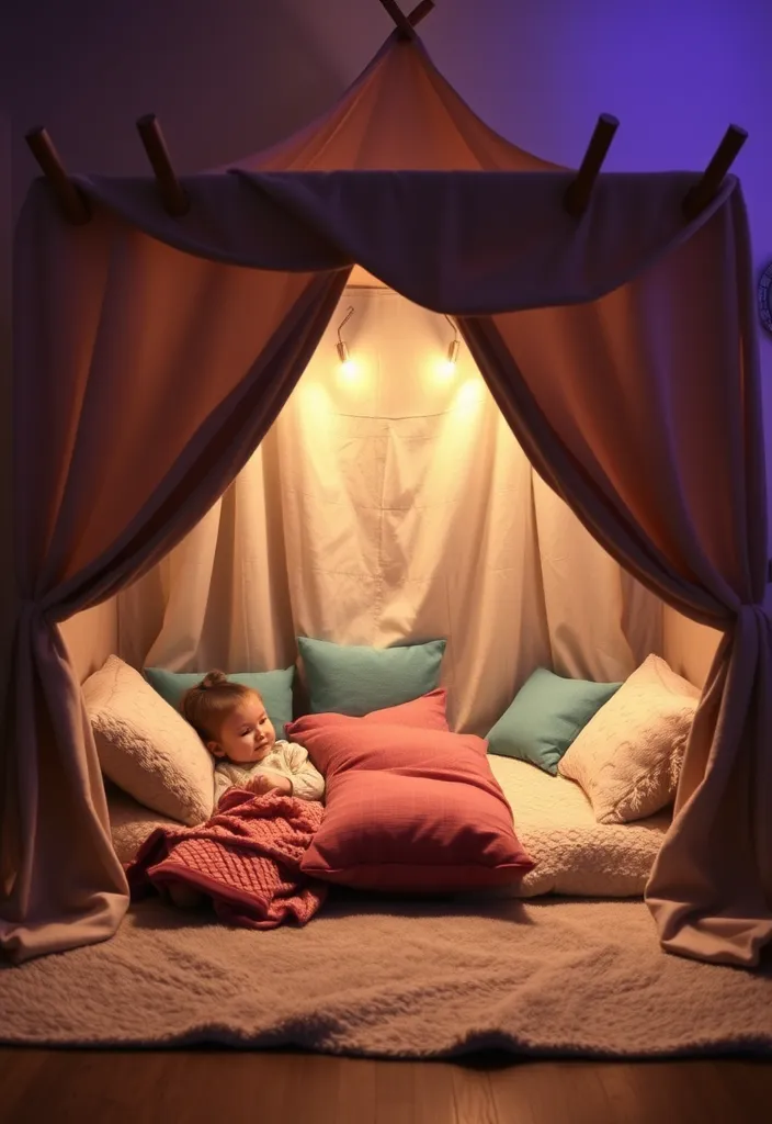 21 Creative Kids Play Corner Ideas for Your Living Room That'll Inspire Hours of Fun! - 15. Cozy Fort Corner