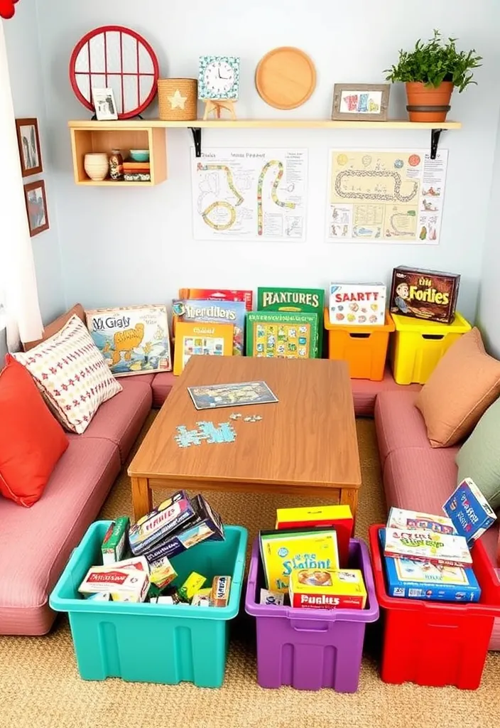 21 Creative Kids Play Corner Ideas for Your Living Room That'll Inspire Hours of Fun! - 6. Puzzle and Game Station