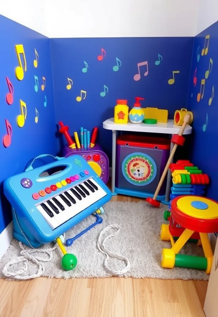 21 Creative Kids Play Corner Ideas for Your Living Room That'll Inspire Hours of Fun! - 7. Musical Play Corner