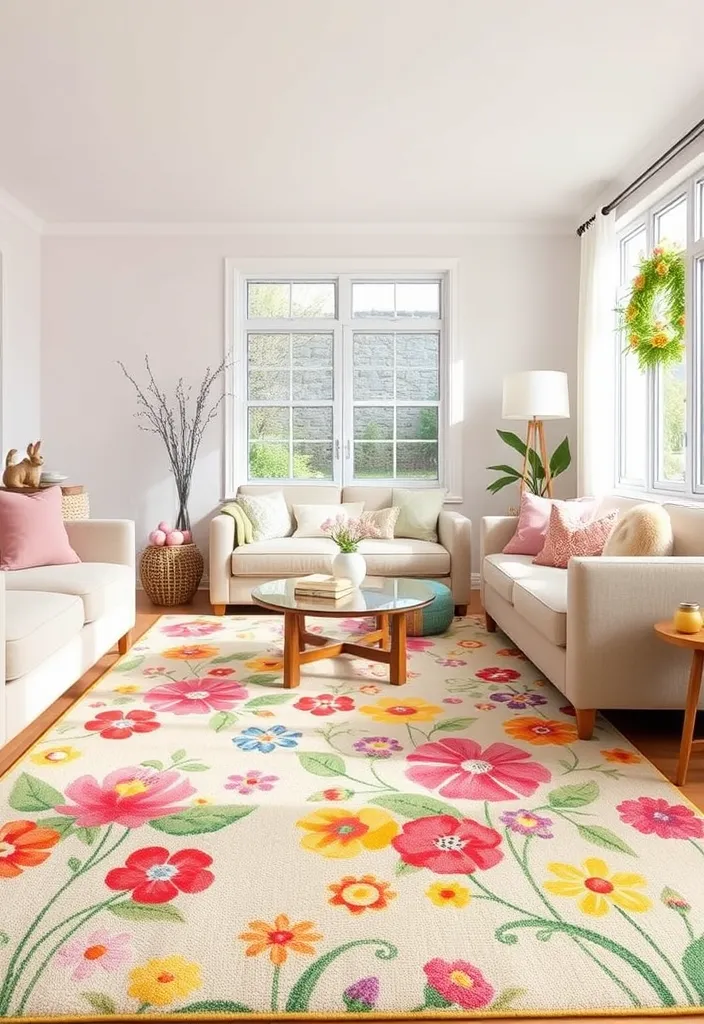 21 Enchanting Easter Decor Ideas That Will Transform Your Home Into a Spring Wonderland! - 18. Colorful Spring Rugs