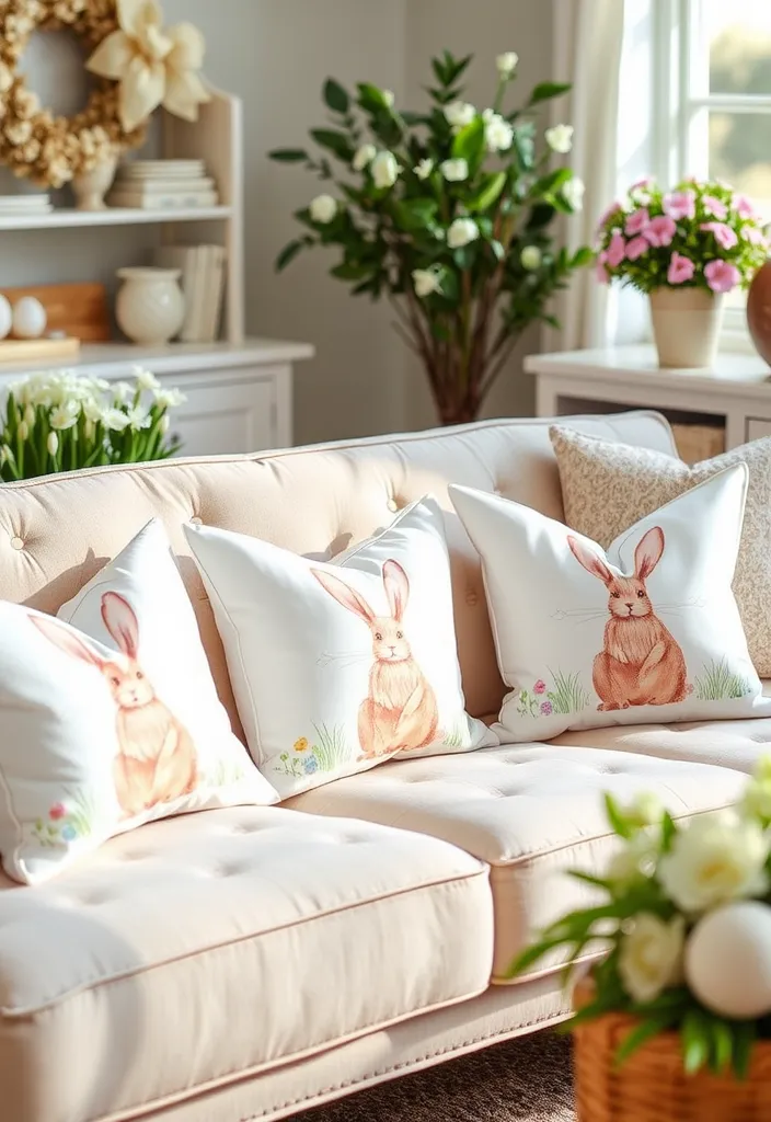 21 Enchanting Easter Decor Ideas That Will Transform Your Home Into a Spring Wonderland! - 19. Easter-Themed Pillows