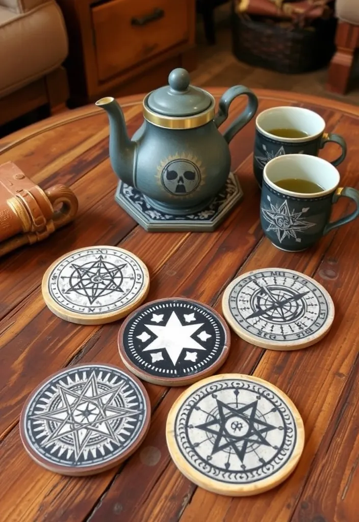 21 Enchanting Witchy Decor Ideas for Your Home - 13. Magical Themed Coasters