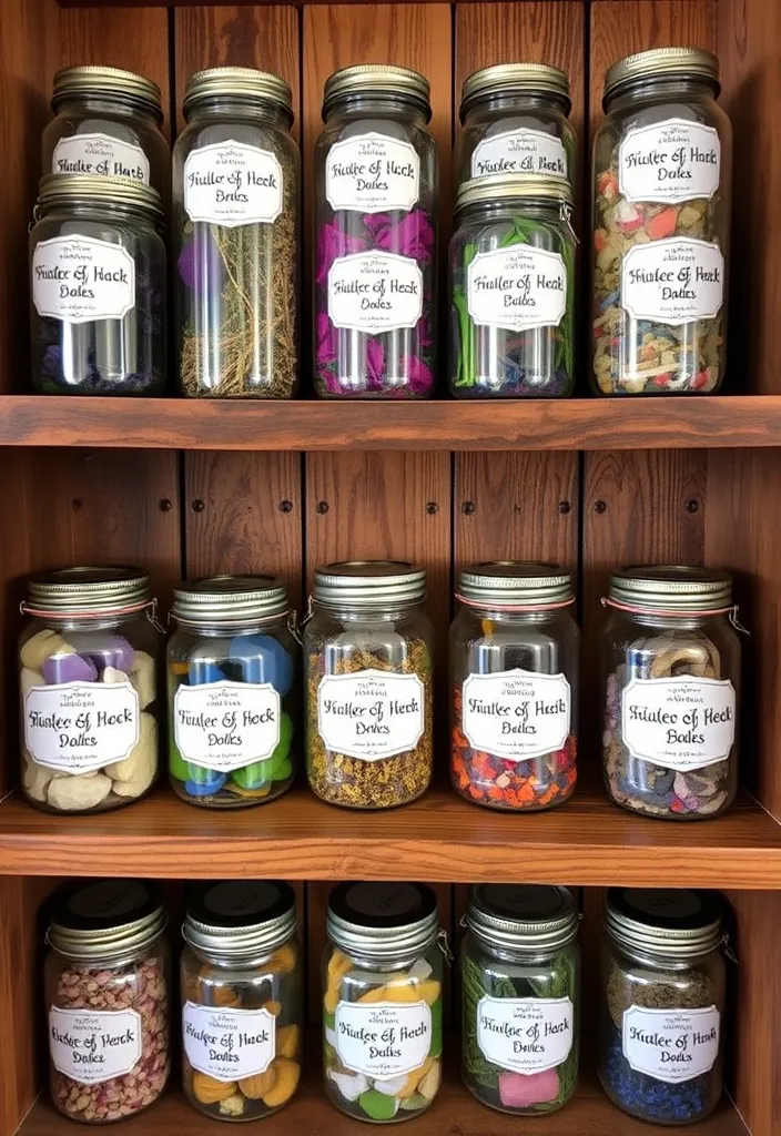 21 Enchanting Witchy Decor Ideas for Your Home - 21. Personalized Spell Jars