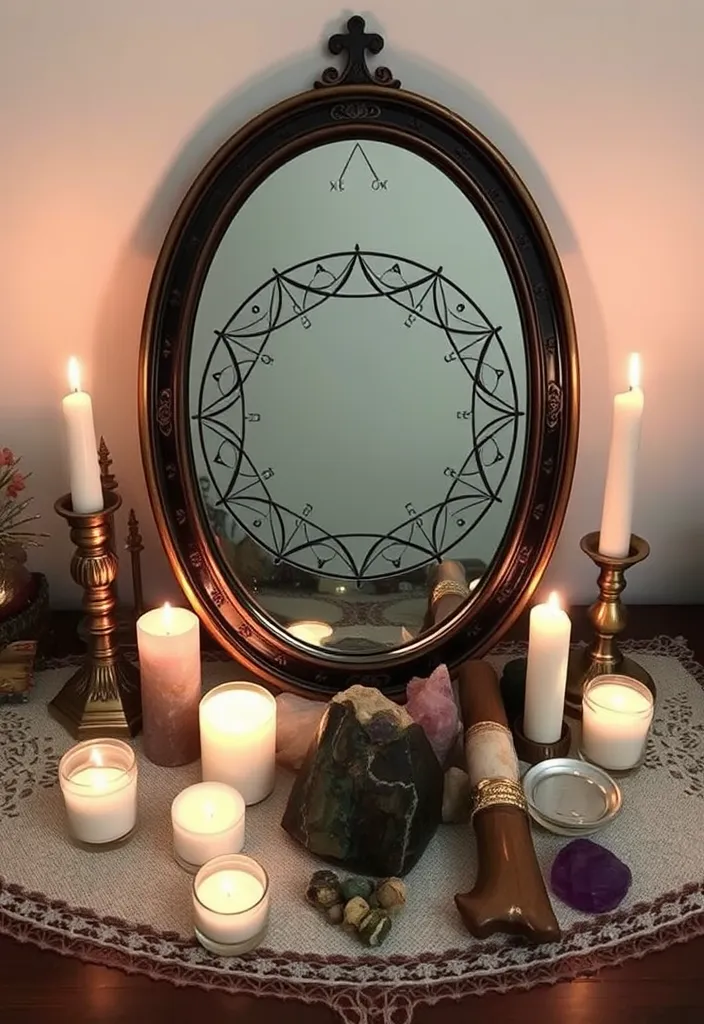 21 Enchanting Witchy Decor Ideas for Your Home - 8. Scrying Mirror Decor