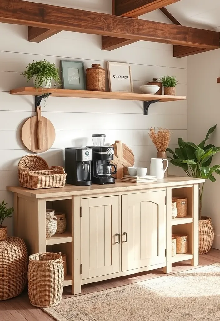 21 Farmhouse Coffee Bar Ideas That'll Bring Rustic Charm to Your Home! - 8. Neutral Color Palette