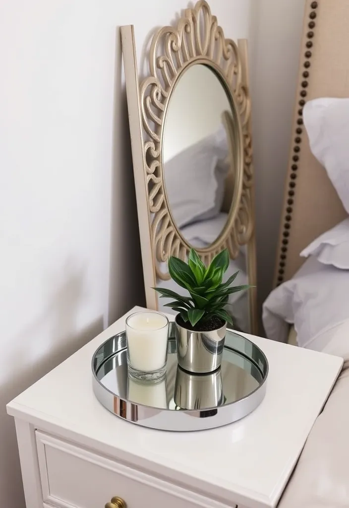 21 Genius Ways to Decorate Nightstands Like a Pro (Your Bedroom Will Thank You!) - 16. Reflective Surfaces