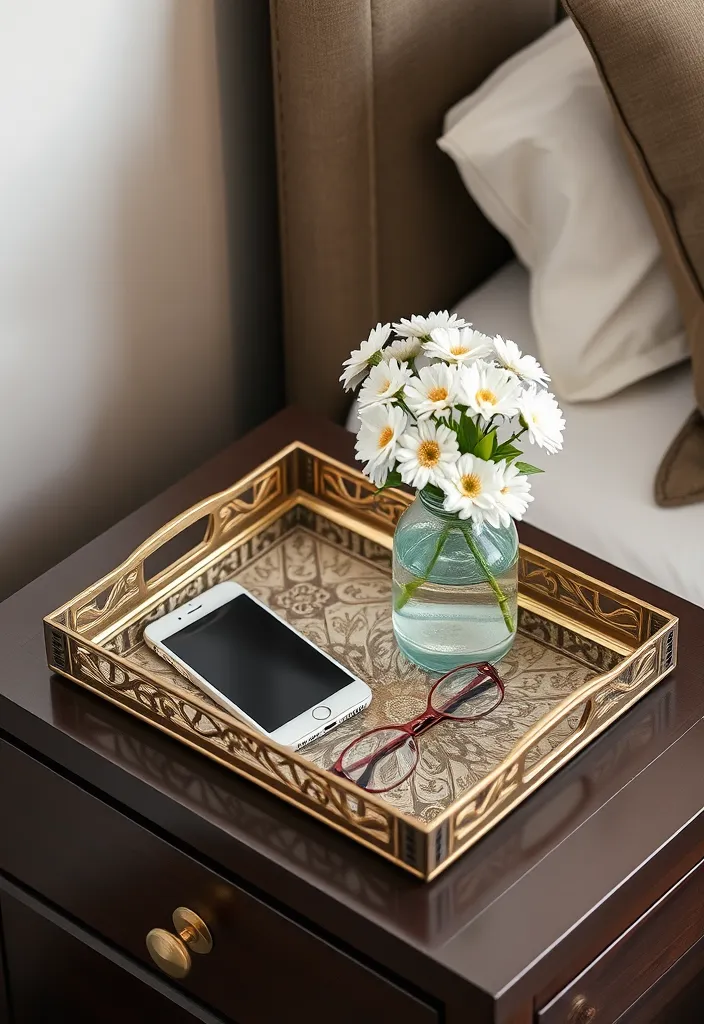 21 Genius Ways to Decorate Nightstands Like a Pro (Your Bedroom Will Thank You!) - 19. Creative Use of Trays