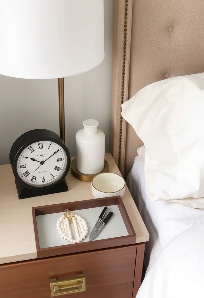 21 Genius Ways to Decorate Nightstands Like a Pro (Your Bedroom Will Thank You!) - 8. Functional Accessories