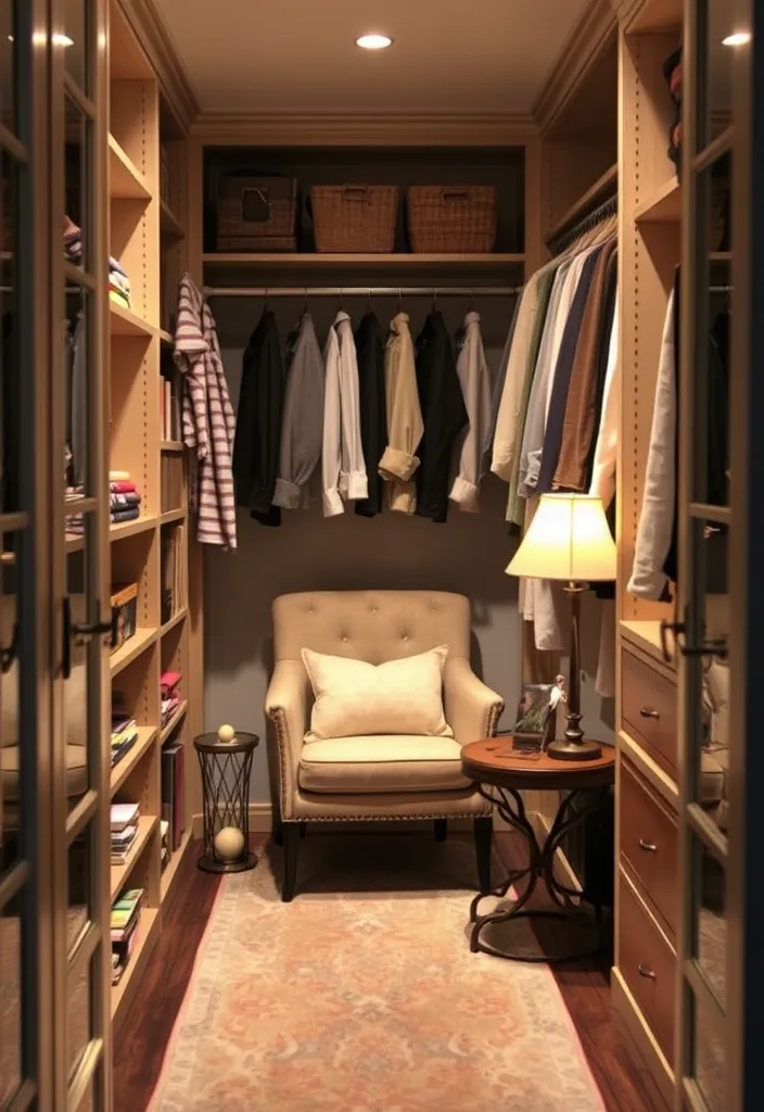 21 Glamorous Walk-In Closet Ideas That'll Make You Swoon! - 13. Cozy Corner Nook