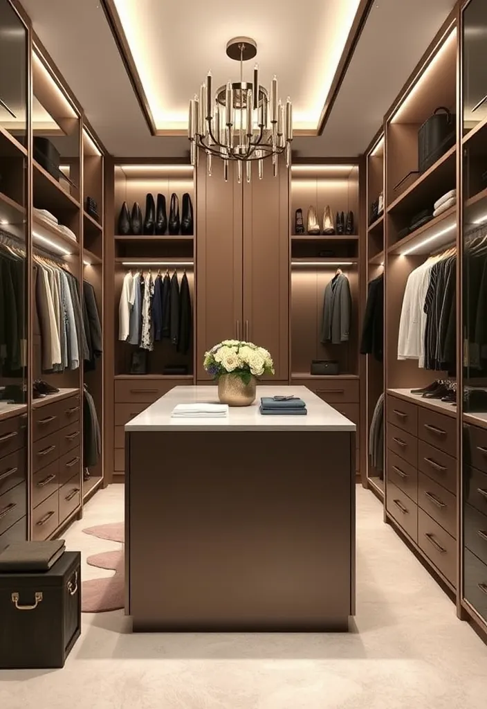 21 Glamorous Walk-In Closet Ideas That'll Make You Swoon! - 19. Functional Island Space