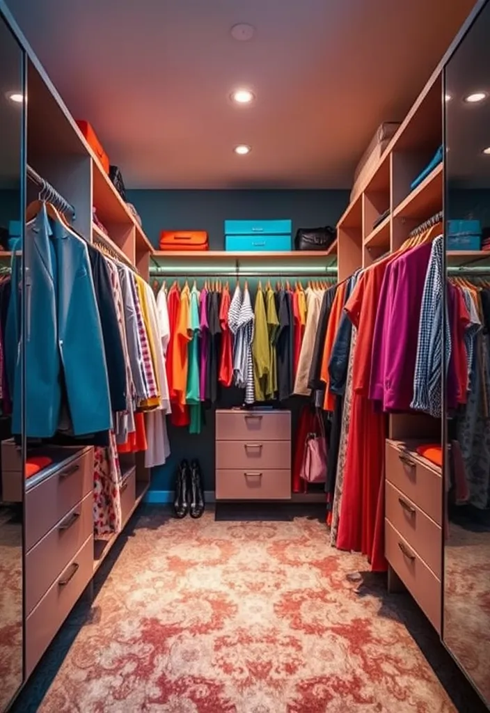 21 Glamorous Walk-In Closet Ideas That'll Make You Swoon! - 21. Stylish Color Coordination