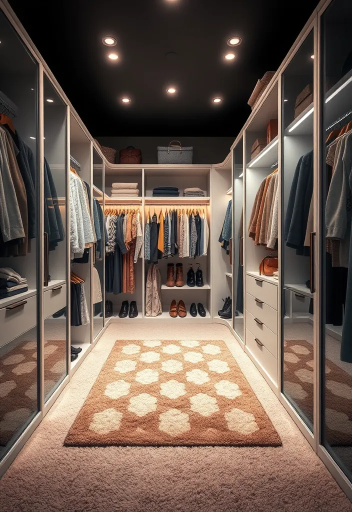 21 Glamorous Walk-In Closet Ideas That'll Make You Swoon! - 7. Luxurious Carpet or Rug