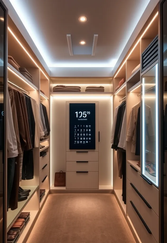 21 Glamorous Walk-In Closet Ideas That'll Make You Swoon! - 9. Smart Technology Integration