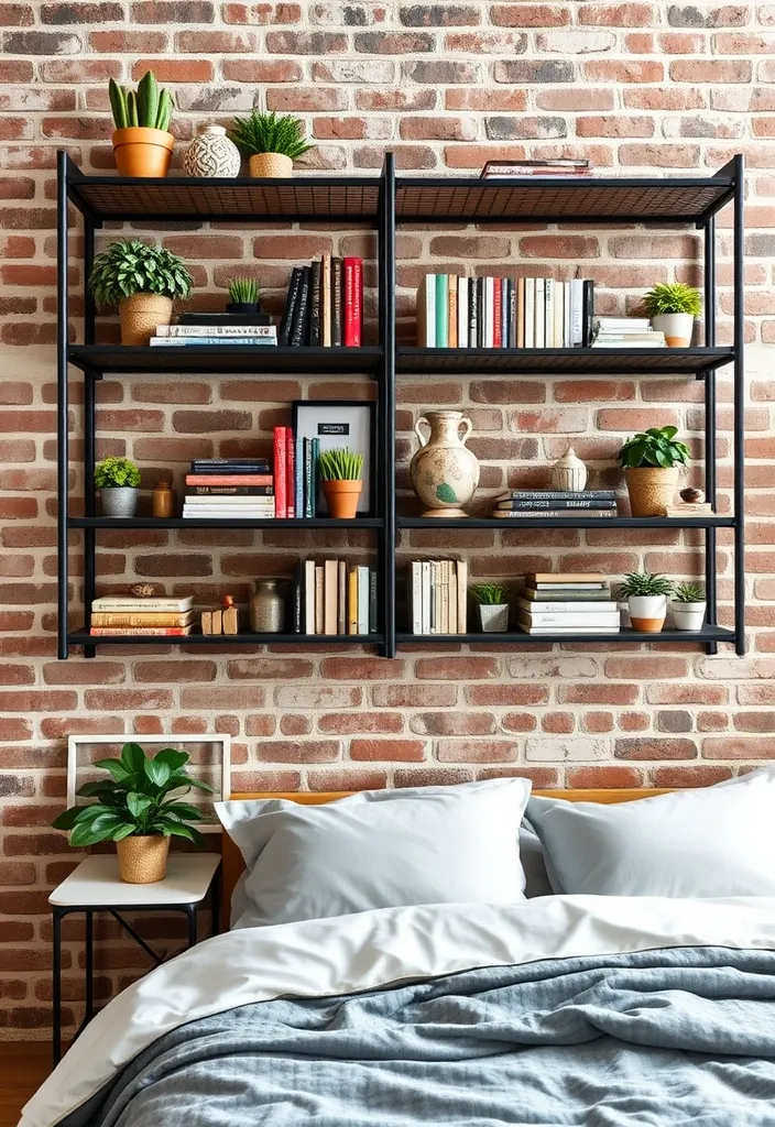 21 Modern Industrial Bedroom Ideas to Inspire Your Next Makeover! - 11. Open Shelving