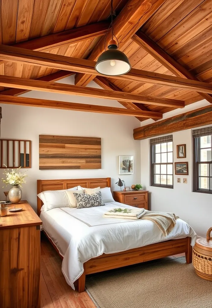 21 Modern Industrial Bedroom Ideas to Inspire Your Next Makeover! - 13. Rustic Wood Elements