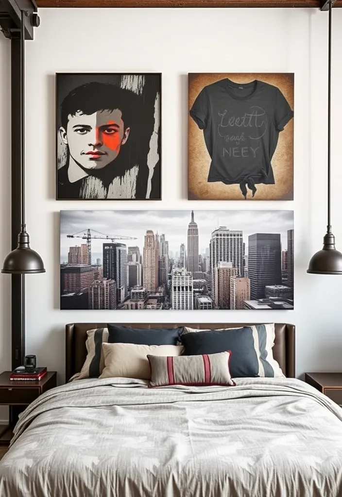 21 Modern Industrial Bedroom Ideas to Inspire Your Next Makeover! - 14. Industrial Artwork