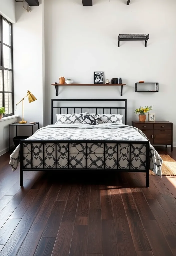 21 Modern Industrial Bedroom Ideas to Inspire Your Next Makeover! - 2. Metal Accents