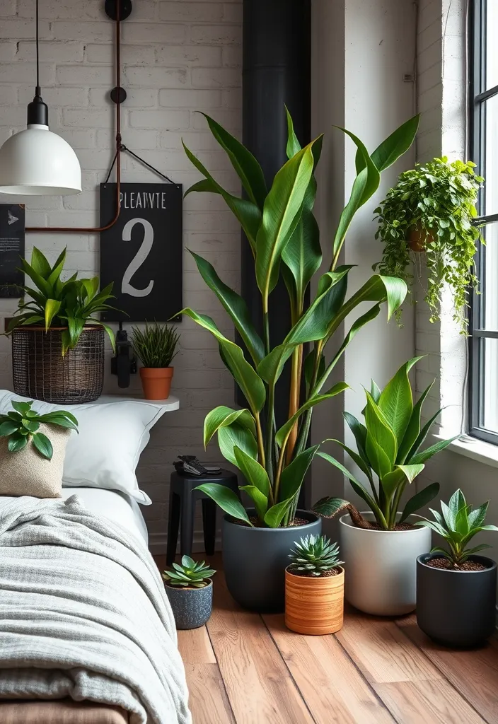 21 Modern Industrial Bedroom Ideas to Inspire Your Next Makeover! - 20. Indoor Plants