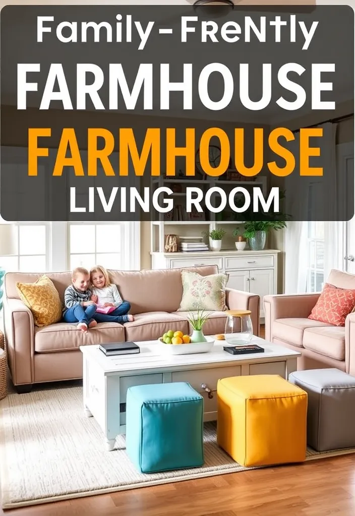 21 Stunning Farmhouse Living Room Ideas Where Rustic Meets Modern (You Won't Believe #10!) - 13. Family-Friendly Design