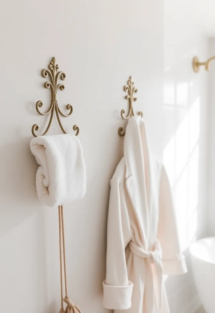 22 Bathroom Wall Decor Ideas That Will Transform Your Space! - 11. Decorative Hooks