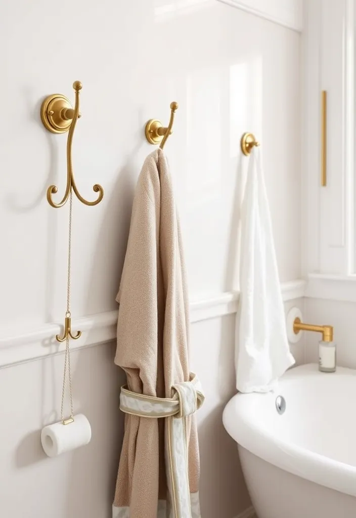 22 Bathroom Wall Decor Ideas That Will Transform Your Space! - 17. Elegant Wall Hooks