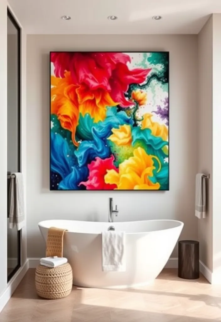 22 Bathroom Wall Decor Ideas That Will Transform Your Space! - 20. Statement Wall Art