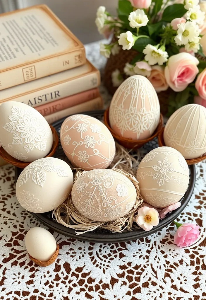 22 Creative Easter Egg Decorating Ideas to Try This Spring - 12. Vintage Lace Eggs