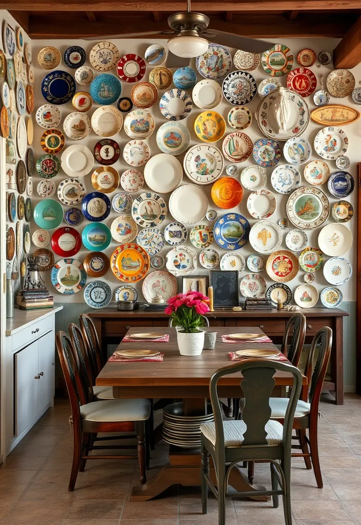 22 Creative Ideas For Decorating a Large Wall That Will Transform Your Space! - 11. Vintage Wall Plates