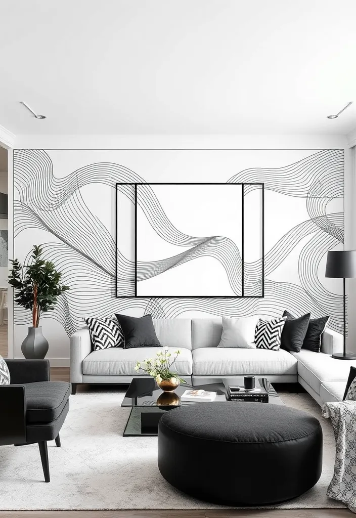 22 Creative Ideas For Decorating a Large Wall That Will Transform Your Space! - 22. Minimalist Line Art