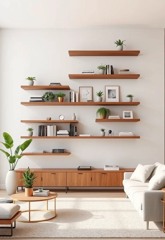 22 Creative Ideas For Decorating a Large Wall That Will Transform Your Space! - 6. Floating Shelves with Decor