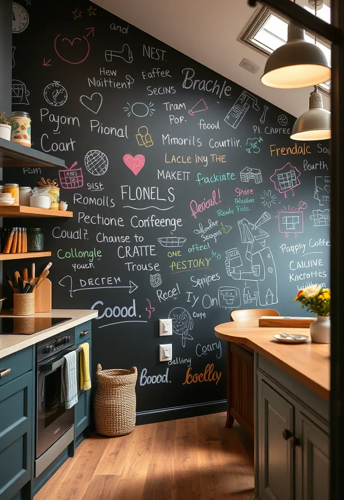 22 Creative Ideas For Decorating a Large Wall That Will Transform Your Space! - 9. Chalkboard Wall